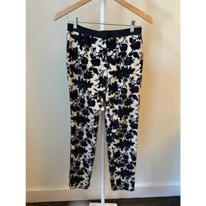 Tory Burch Navy Floral Velvet Pants, Size 0